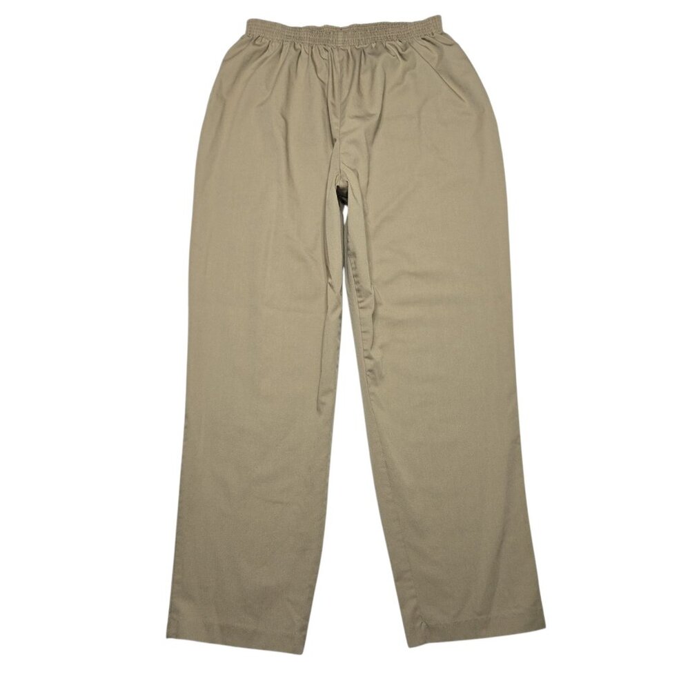 Vintage Priority One Pants Womens 26 Khaki Brown Elastic Waist Workwear Pleated - Picture 1 of 14